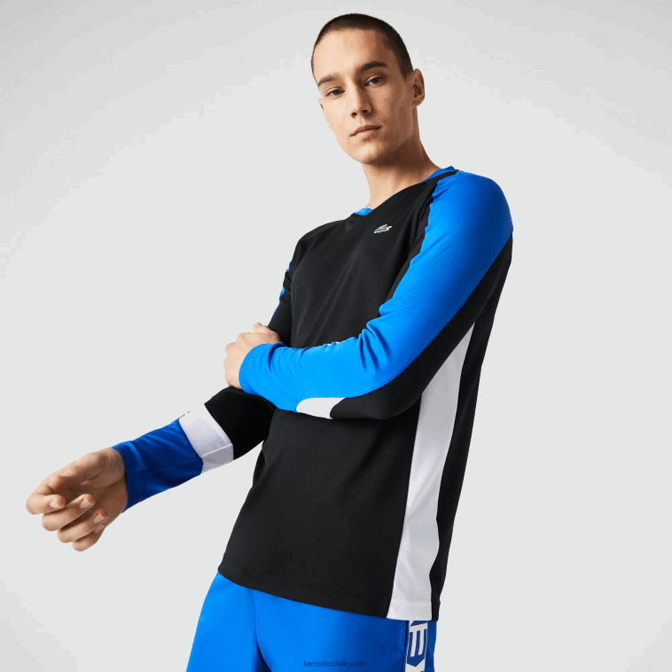 hombres Lacoste negro azul blanco zfz camiseta deportiva de tenis N6XZ2753