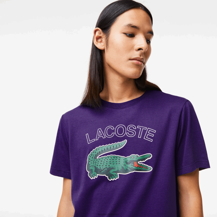 hombres Lacoste púrpura pfn camiseta sport con estampado de cocodrilo N6XZ2839