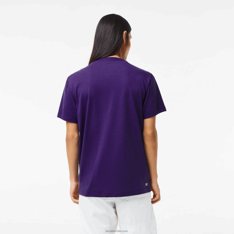 hombres Lacoste púrpura pfn camiseta sport con estampado de cocodrilo N6XZ2839