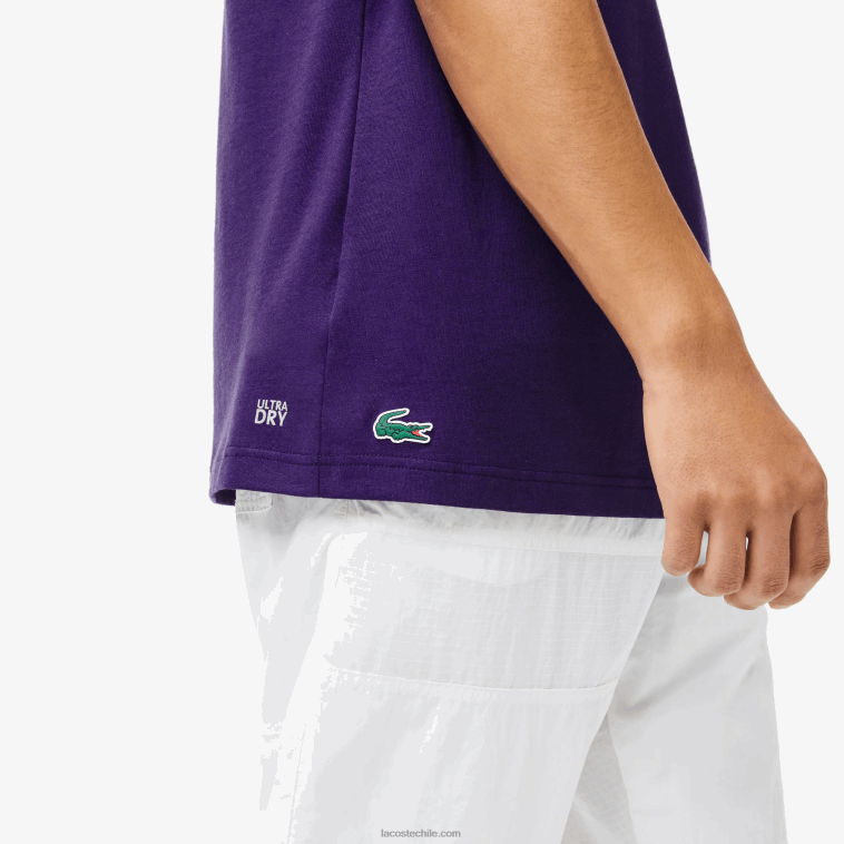 hombres Lacoste púrpura pfn camiseta sport con estampado de cocodrilo N6XZ2839