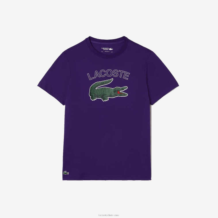 hombres Lacoste púrpura pfn camiseta sport con estampado de cocodrilo N6XZ2839