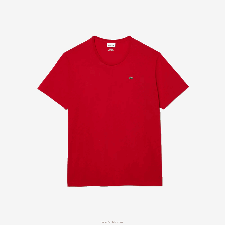 hombres Lacoste rojo 240 camiseta de jersey de algodón con cuello redondo xl N6XZ2756