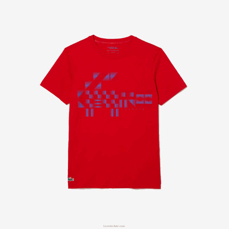 hombres Lacoste rojo 240 playera estampada sport x novak djokovic N6XZ2604