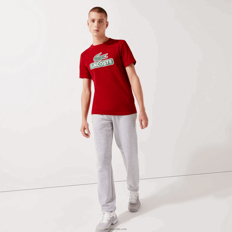 hombres Lacoste rojo 5sx playera transpirable con logo estampado deportivo N6XZ2930