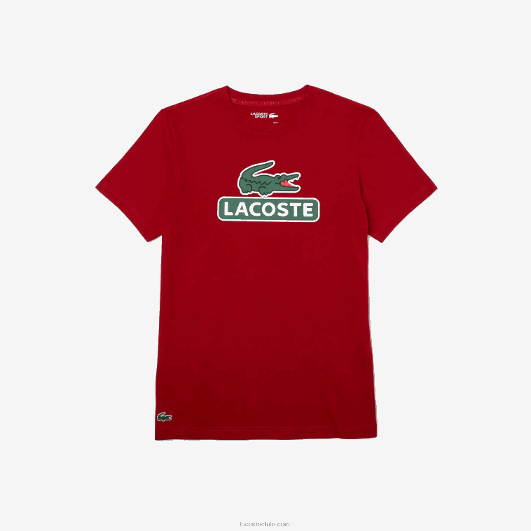 hombres Lacoste rojo 5sx playera transpirable con logo estampado deportivo N6XZ2930