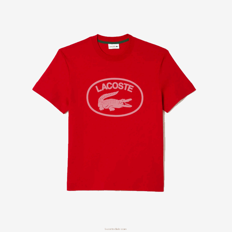 hombres Lacoste rojo rosa s4i camiseta de algodón con logo tono sobre tono N6XZ2131