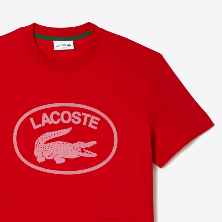hombres Lacoste rojo rosa s4i camiseta de algodón con logo tono sobre tono N6XZ2131
