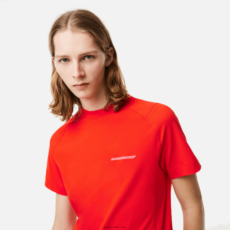 hombres Lacoste rojo s5h camiseta slim fit de piqué de algodón orgánico N6XZ2121