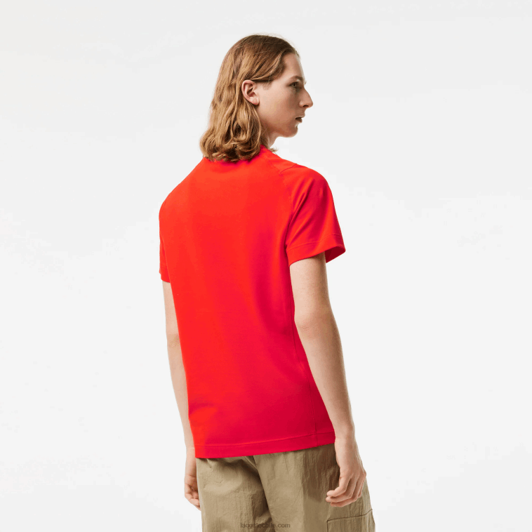 hombres Lacoste rojo s5h camiseta slim fit de piqué de algodón orgánico N6XZ2121