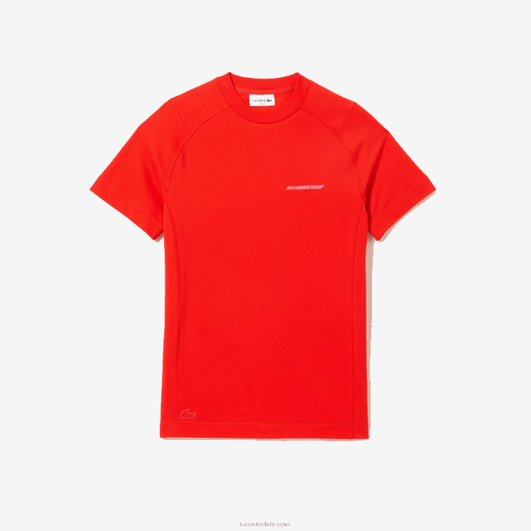 hombres Lacoste rojo s5h camiseta slim fit de piqué de algodón orgánico N6XZ2121