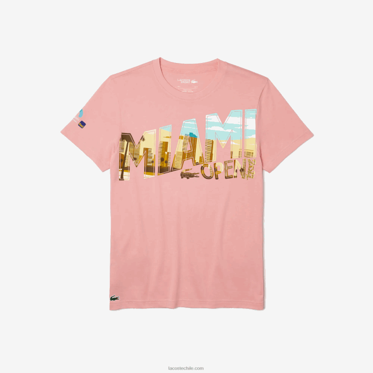 hombres Lacoste rosa 5vg miami abierto miami camiseta gráfica N6XZ2890
