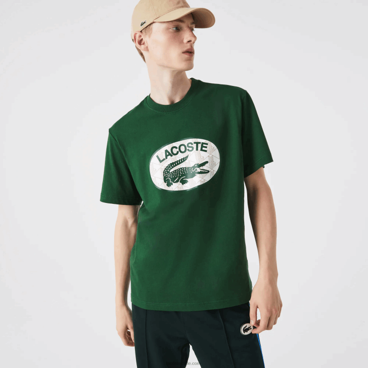 hombres Lacoste verde 132 playera regular fit con monograma de la marca N6XZ2577