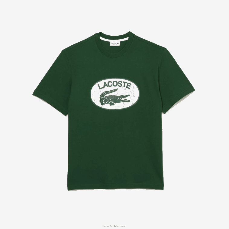 hombres Lacoste verde 132 playera regular fit con monograma de la marca N6XZ2577