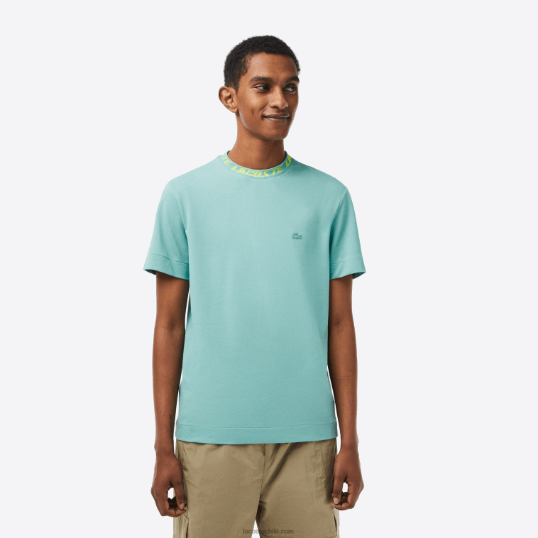 hombres Lacoste verde 3a4 camiseta regular fit con logo en el cuello N6XZ2208