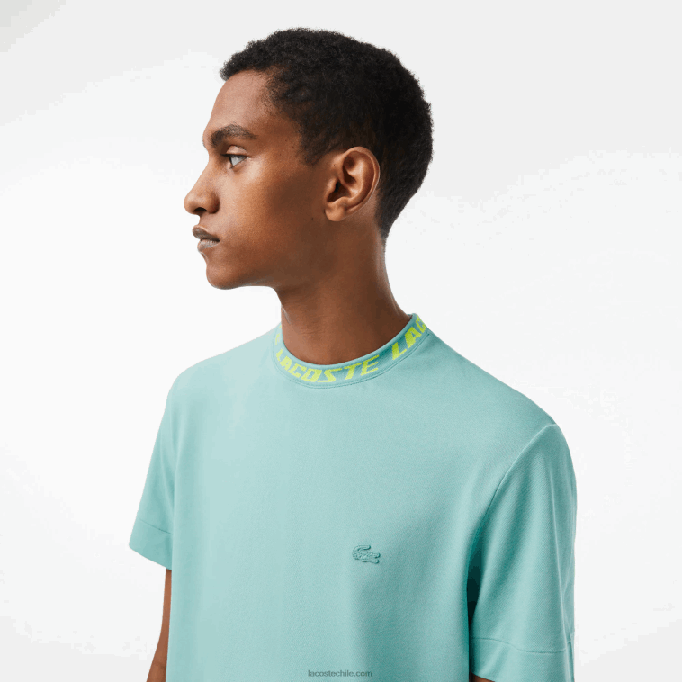 hombres Lacoste verde 3a4 camiseta regular fit con logo en el cuello N6XZ2208