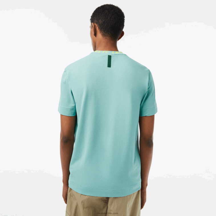 hombres Lacoste verde 3a4 camiseta regular fit con logo en el cuello N6XZ2208