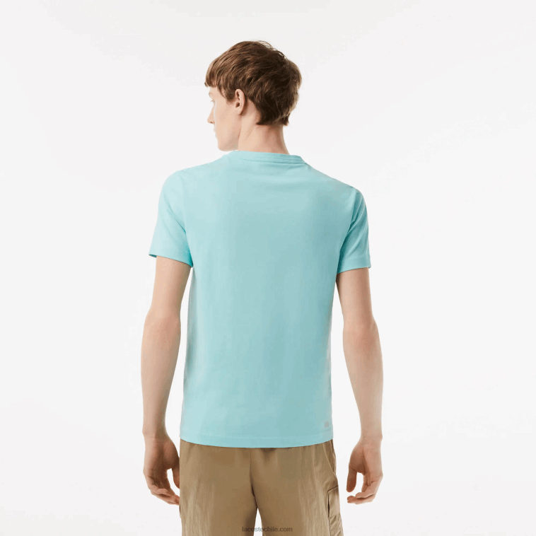 hombres Lacoste zki verde claro Camiseta deportiva de punto transpirable con estampado de cocodrilo en 3D N6XZ286