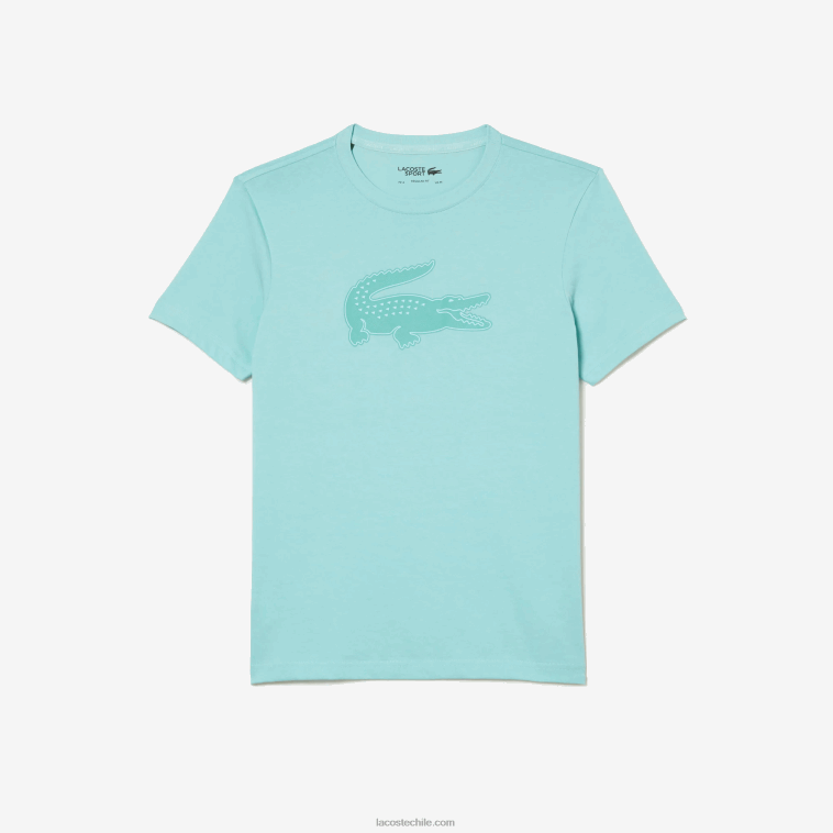 hombres Lacoste zki verde claro Camiseta deportiva de punto transpirable con estampado de cocodrilo en 3D N6XZ286