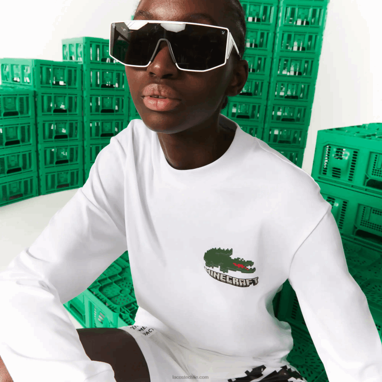 hombresblanco 001 camiseta lacoste x minecraft algodón orgánico N6XZ2939