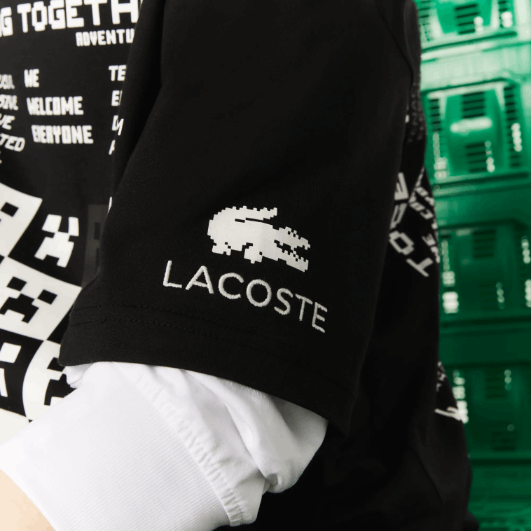 hombresnegro 031 camiseta de corte holgado de algodón orgánico lacoste x minecraft N6XZ2852