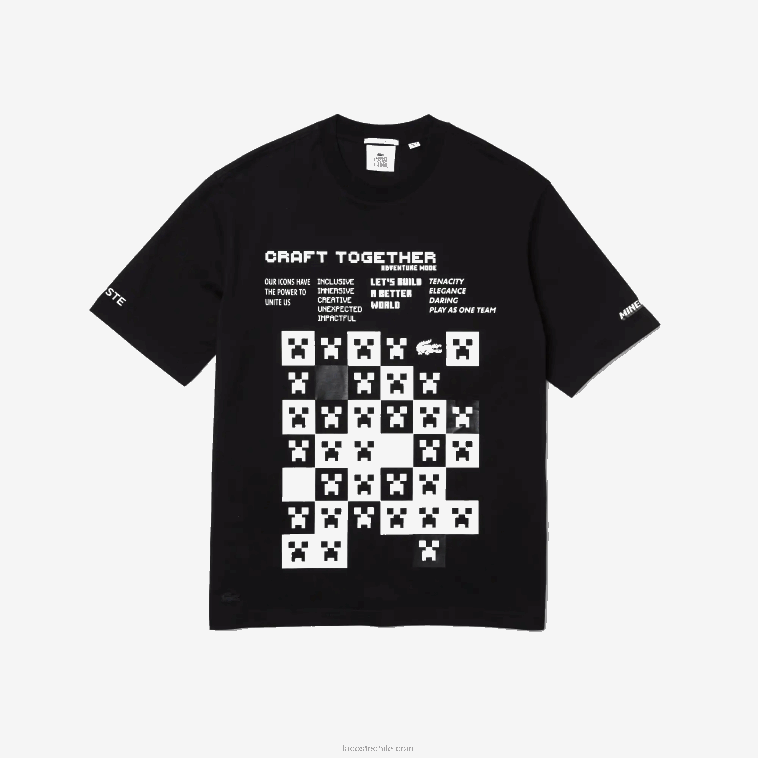 hombresnegro 031 camiseta de corte holgado de algodón orgánico lacoste x minecraft N6XZ2852