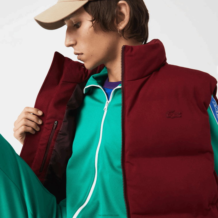 hombres Lacoste burdeos zs1 chaleco con capucha plegable N6XZ21258 hombres Lacoste burdeos zs1 chaleco con capucha plegable N6XZ21258