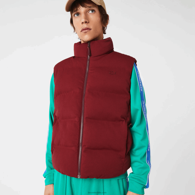 hombres Lacoste burdeos zs1 chaleco con capucha plegable N6XZ21258