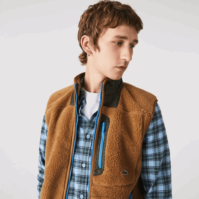 hombres Lacoste marrón caqui verde 89f chaleco polar sherpa N6XZ21262 hombres Lacoste marrón caqui verde 89f chaleco polar sherpa N6XZ21262