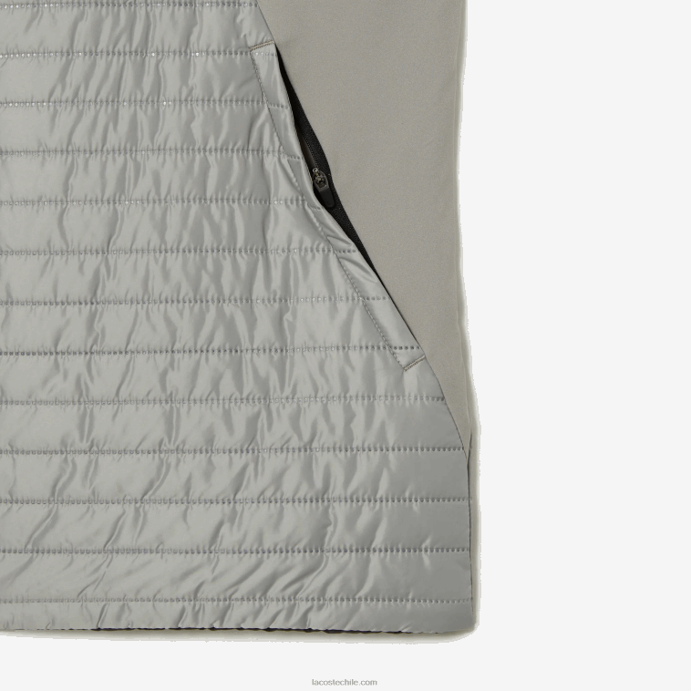 hombres Lacoste wix negro gris chaleco sport acolchado reversible N6XZ2384