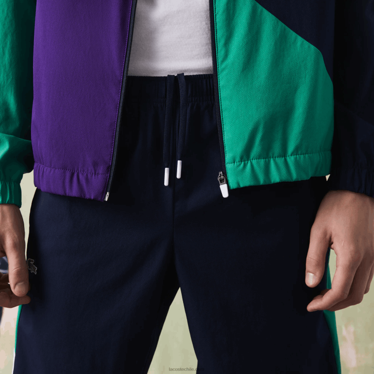 hombres Lacoste azul marino verde violeta blanco xsb chándal deportivo de tenis con estampado de cocodrilo N6XZ21145