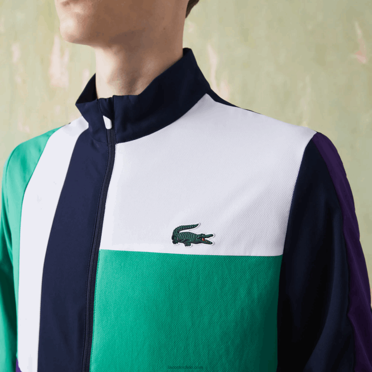 hombres Lacoste azul marino verde violeta blanco xsb chándal deportivo de tenis con estampado de cocodrilo N6XZ21145
