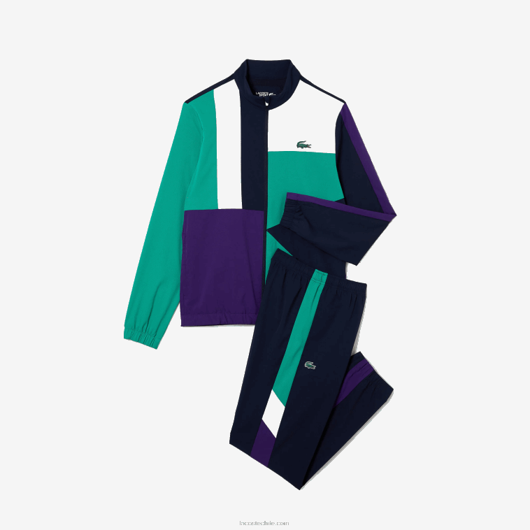 hombres Lacoste azul marino verde violeta blanco xsb chándal deportivo de tenis con estampado de cocodrilo N6XZ21145