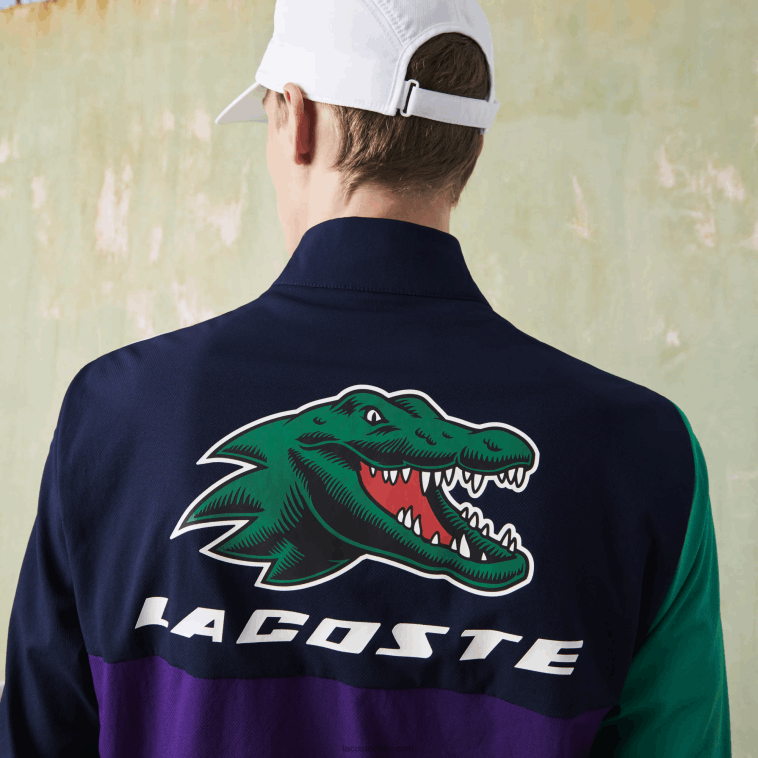 hombres Lacoste azul marino verde violeta blanco xsb chándal deportivo de tenis con estampado de cocodrilo N6XZ21145