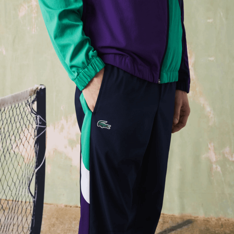 hombres Lacoste azul marino verde violeta blanco xsb chándal deportivo de tenis con estampado de cocodrilo N6XZ21145