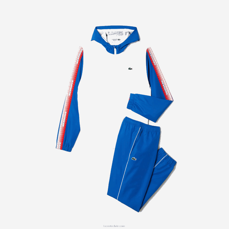 hombres Lacoste blanco azul blanco wmi jogger de tenis regular fit N6XZ2341