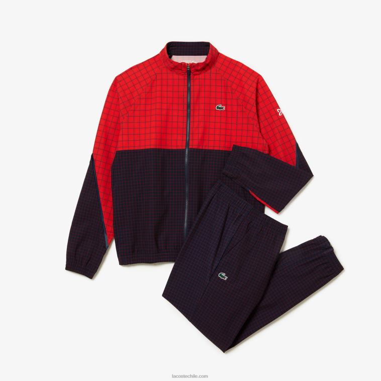hombres Lacoste bqs rojo azul marino conjunto jogger tennis x novak djokovic N6XZ2268