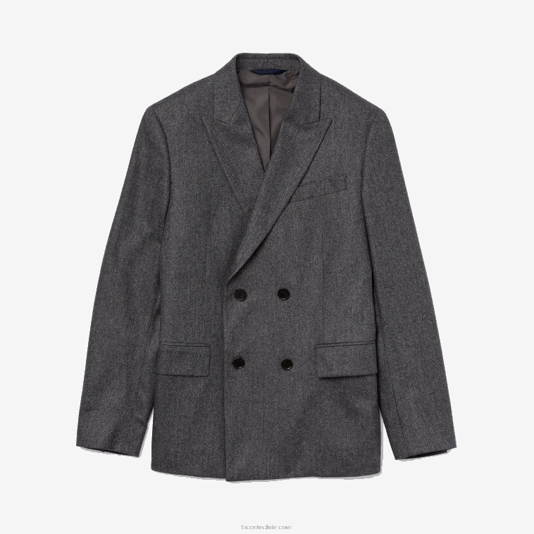 hombres Lacoste lomo gris fv8 blazer de lana virgen y cachemira con doble botonadura N6XZ21320 hombres Lacoste lomo gris fv8 blazer de lana virgen y cachemira con doble botonadura N6XZ21320