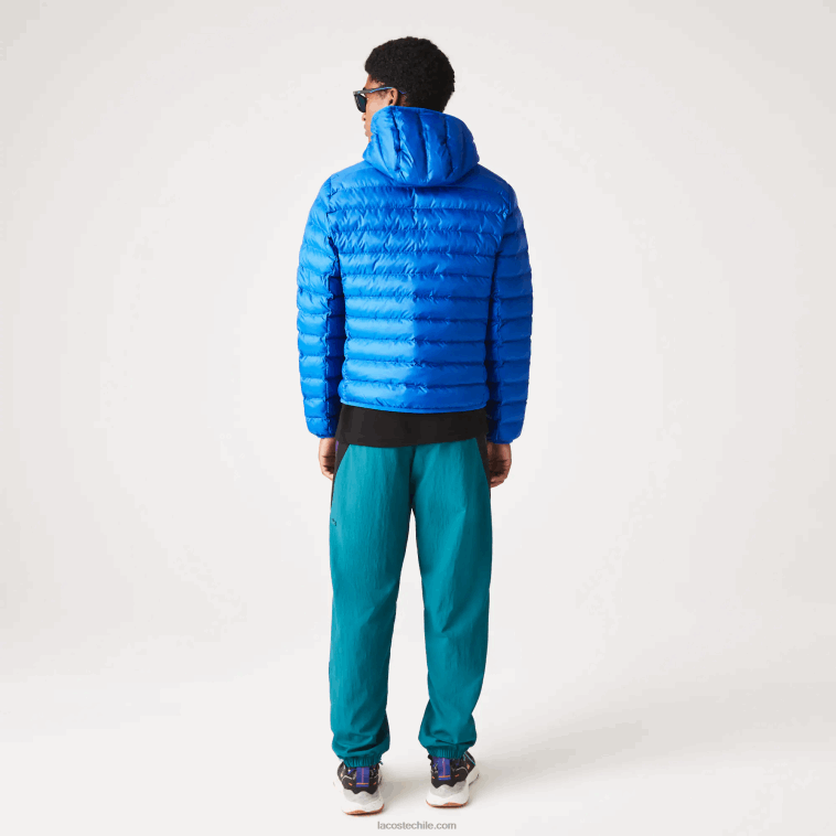 hombres Lacoste azul k1q chamarra capitonada con capucha N6XZ21264