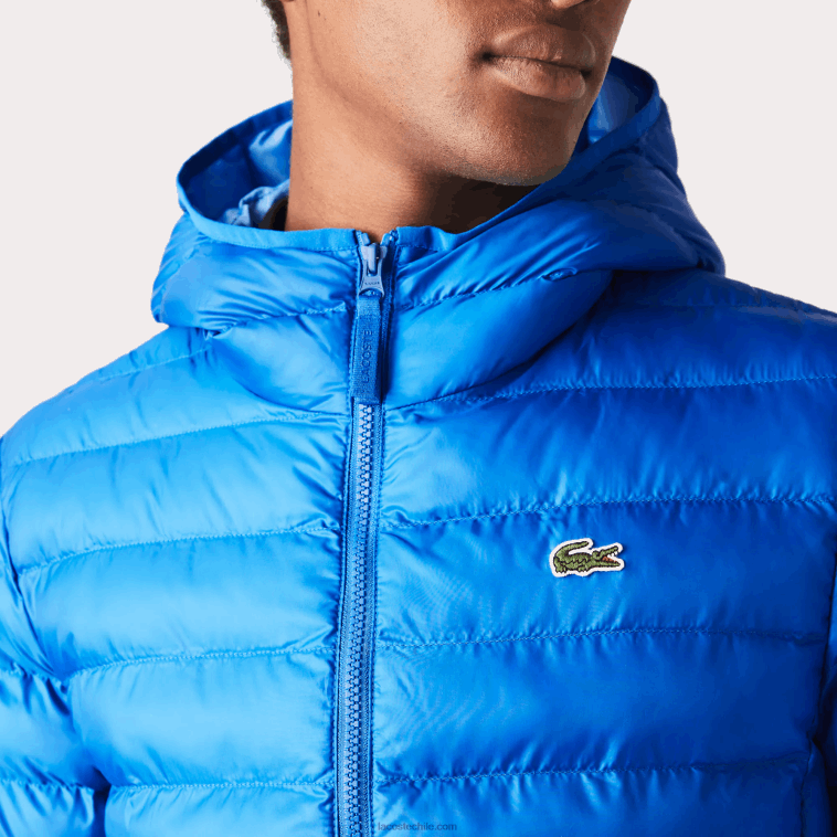 hombres Lacoste azul k1q chamarra capitonada con capucha N6XZ21264