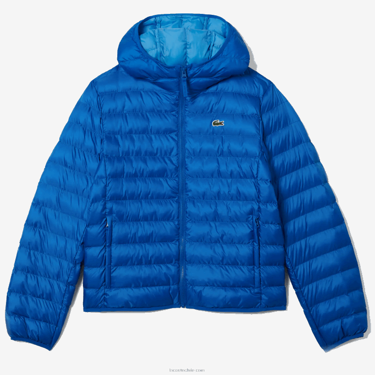 hombres Lacoste azul k1q chamarra capitonada con capucha N6XZ21264