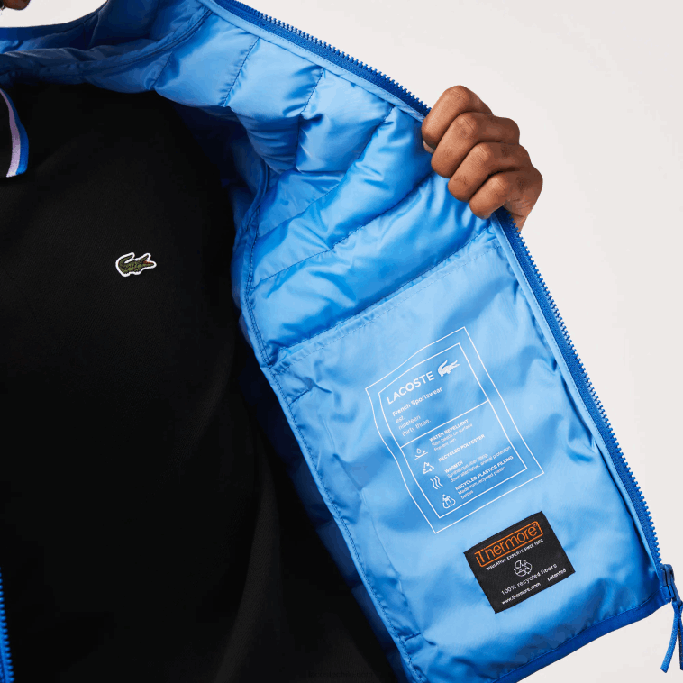 hombres Lacoste azul k1q chamarra capitonada con capucha N6XZ21264