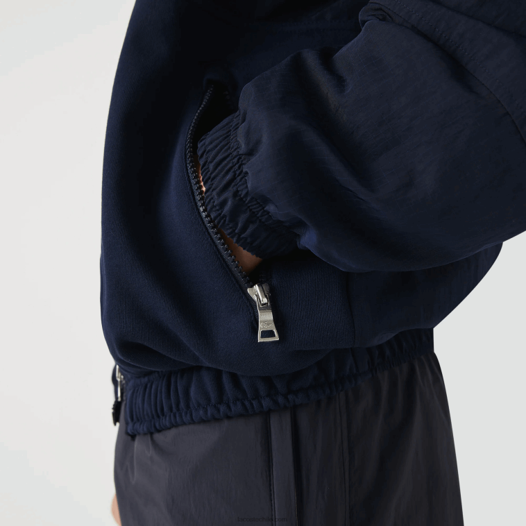 hombres Lacoste azul marino 5fs chamarra con cremallera y bloques de colores con logo gráfico en vivo N6XZ21315