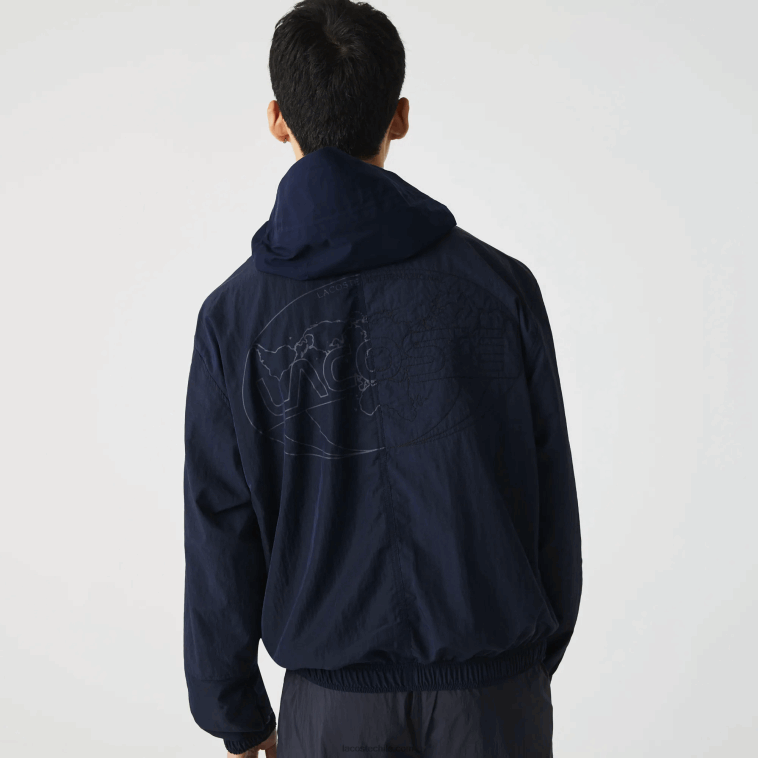 hombres Lacoste azul marino 5fs chamarra con cremallera y bloques de colores con logo gráfico en vivo N6XZ21315