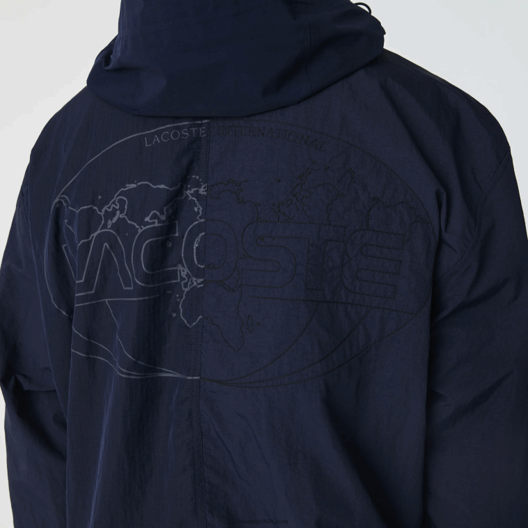 hombres Lacoste azul marino 5fs chamarra con cremallera y bloques de colores con logo gráfico en vivo N6XZ21315