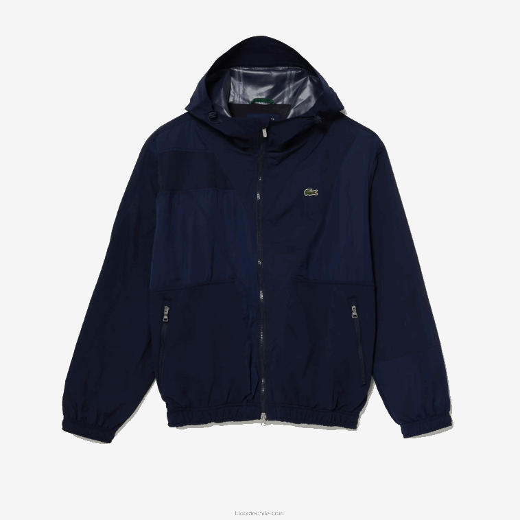 hombres Lacoste azul marino 5fs chamarra con cremallera y bloques de colores con logo gráfico en vivo N6XZ21315