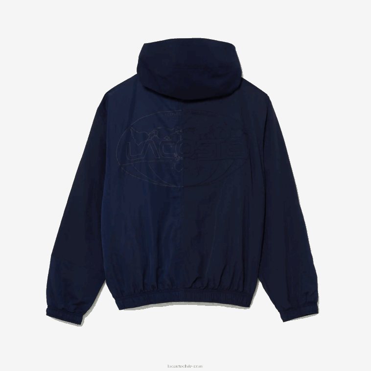 hombres Lacoste azul marino 5fs chamarra con cremallera y bloques de colores con logo gráfico en vivo N6XZ21315
