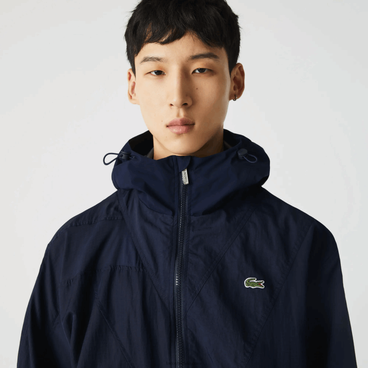 hombres Lacoste azul marino 5fs chamarra con cremallera y bloques de colores con logo gráfico en vivo N6XZ21315