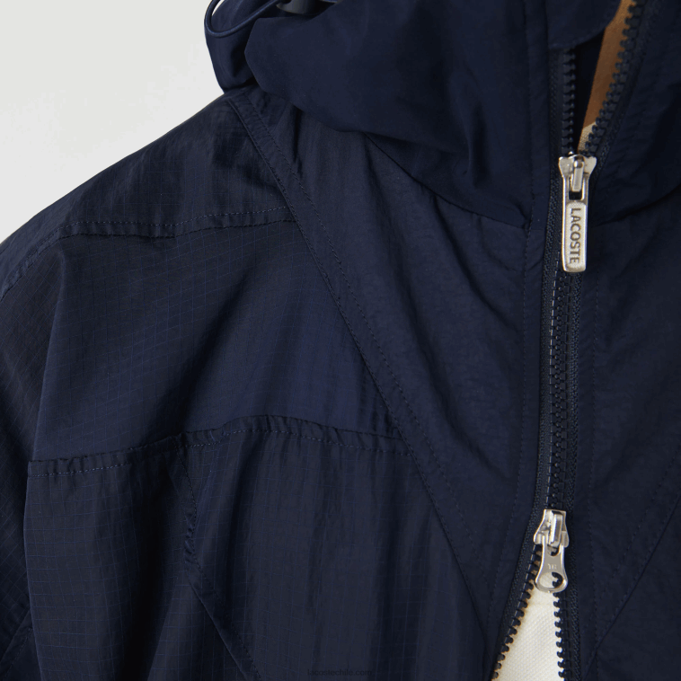 hombres Lacoste azul marino 5fs chamarra con cremallera y bloques de colores con logo gráfico en vivo N6XZ21315