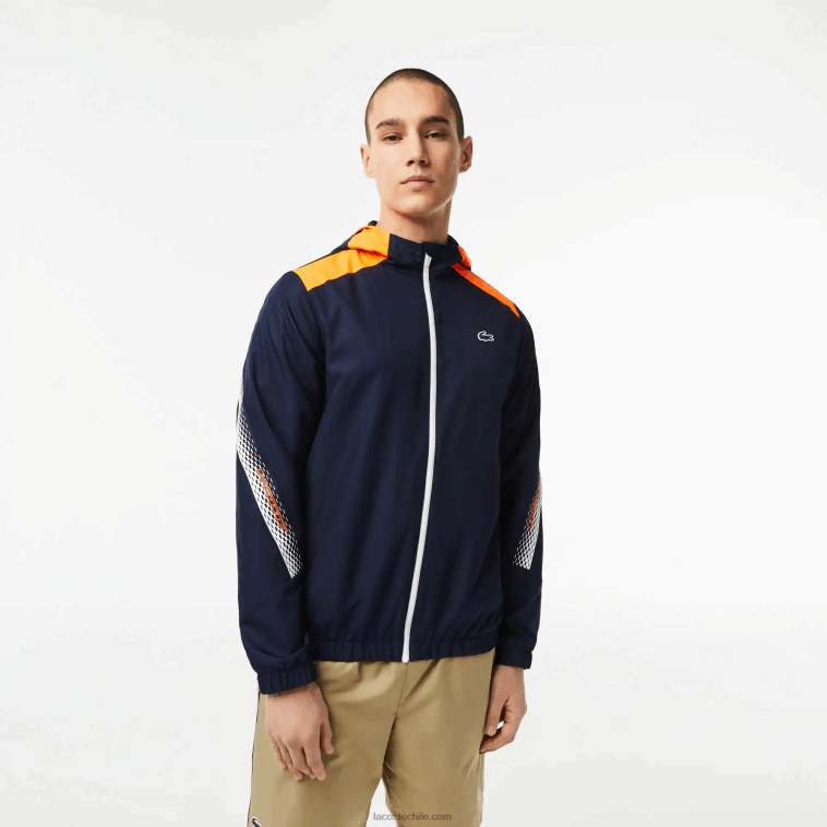 hombres Lacoste azul marino naranja blanco ag4 chamarra de tenis con capucha de poliéster reciclado N6XZ2379 hombres Lacoste azul marino naranja blanco ag4 chamarra de tenis con capucha de poliéster reciclado N6XZ2379