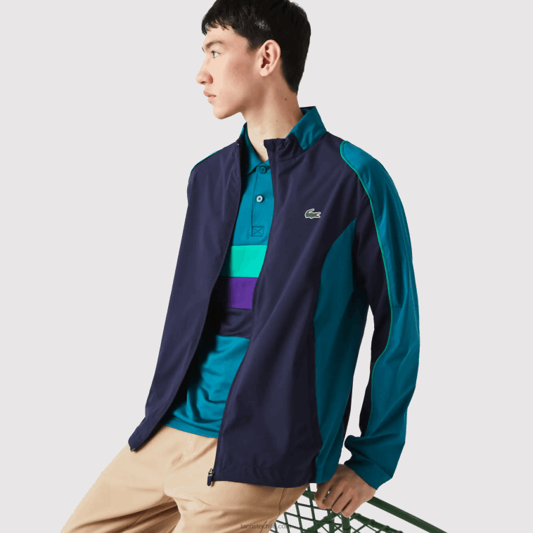 hombres Lacoste azul marino verde 6h2 chamarra de golf plegable deportiva N6XZ21277